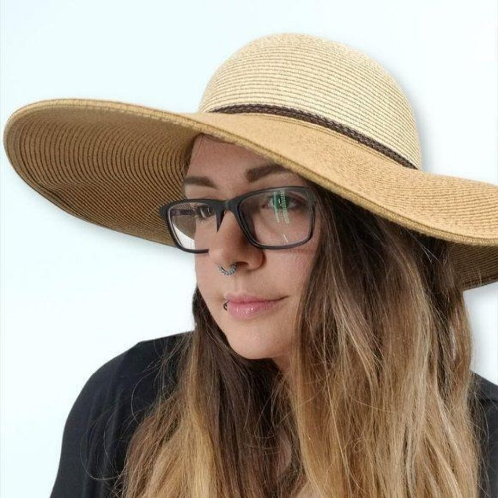 ⚡️Floppy Wide Brim Sun Hat Braided Cottage Coastal Boho Beach Resort Summer 2